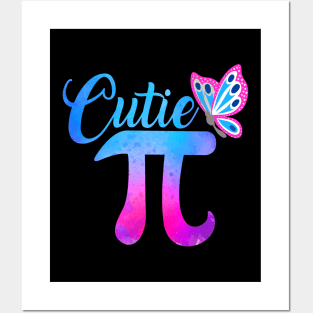 Cute & Funny Cutie Pi Math Pie Butterfly Math Pun Posters and Art